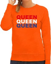 Koningsdag sweater Queen - oranje - dames - koningsdag outfit / kleding / trui S