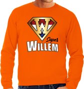 Koningsdag sweater super Willem - oranje - heren - koningsdag outfit / kleding XL