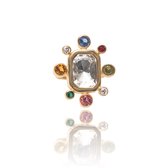 HÕBE – Bizantino Ring – 18 Karaat Goud Verguld Messing – Gerecycled Messing–   Handgemaakte Sieraad – Accessories – Dames Ring – Kritallen