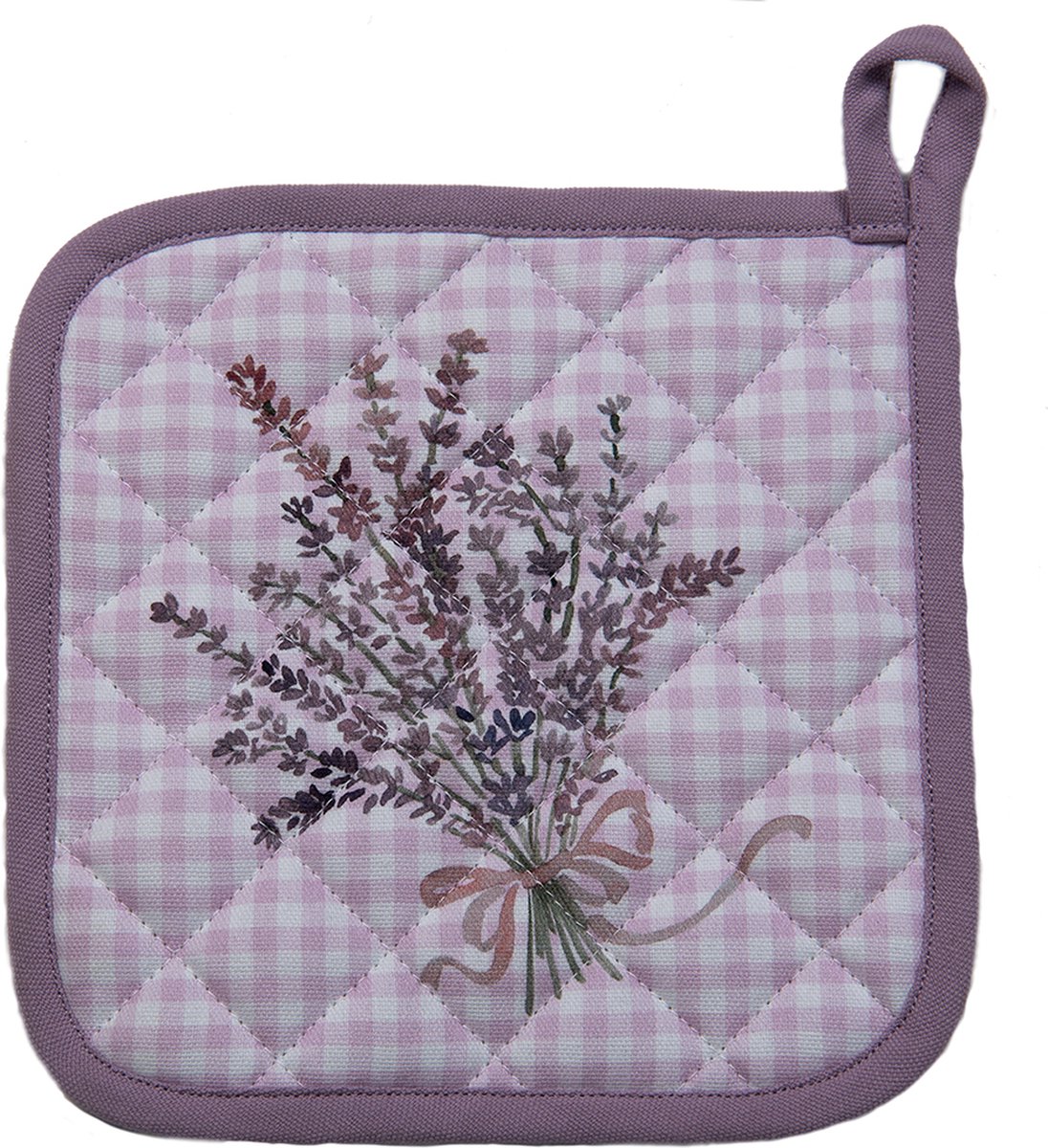 Clayre & Eef Pannenlap 20x20 cm Paars Wit Katoen Lavendel