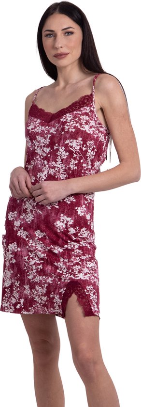VANILLA - Chemise de nuit femme fleurie - Viscose - Rouge foncé - 1560 - M