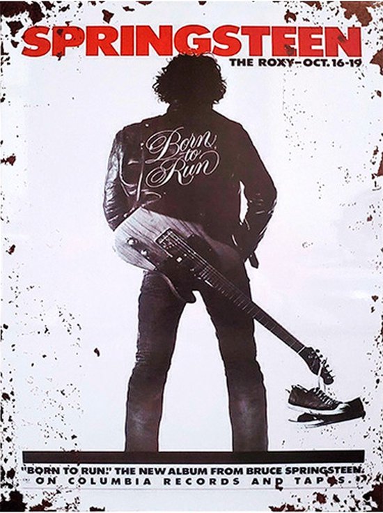 Signs-USA - Concert Sign - metaal - Bruce Springsteen - Born to Run - 30 x 40 cm