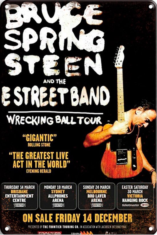 Signs-USA - Concert Sign - metaal - Bruce Springsteen - Wrecking Ball Tour - 30 x 40 cm