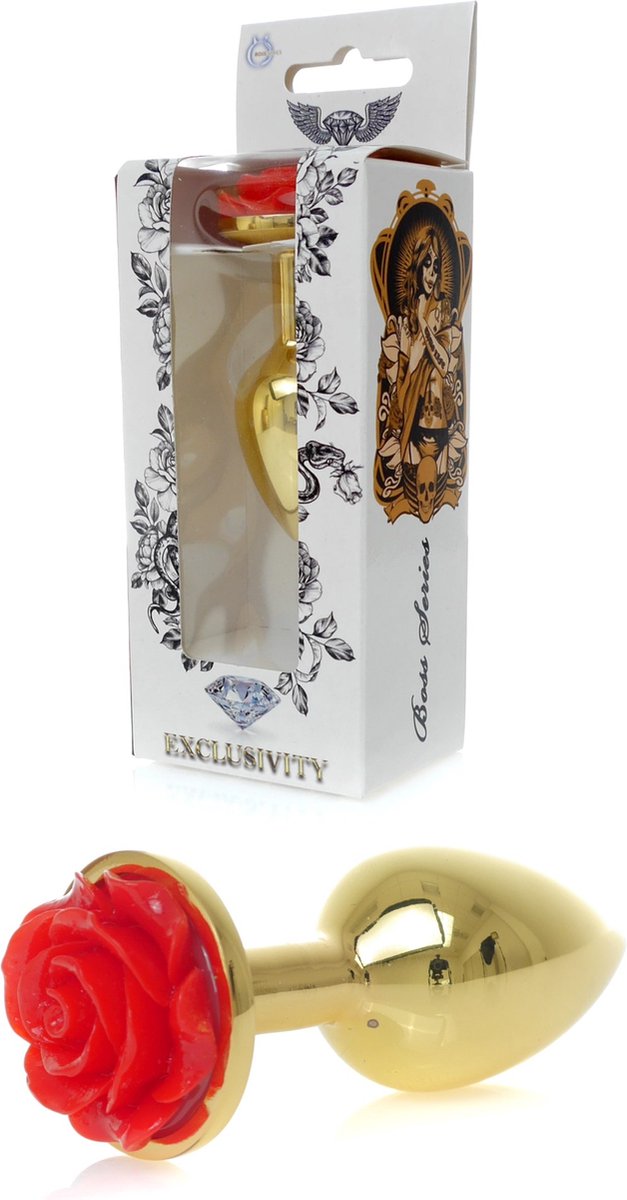 Goedkoopste bossoftoys Anaal - Goud - Plug - Buttplug - Rozenblad - Rood - 64-00125