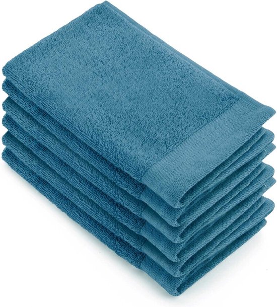 Hometex Gastendoekjes Set Van 8 - 100% Katoen, 500g/m² - Oeko-Tex® Gecertificeerd - Petrol