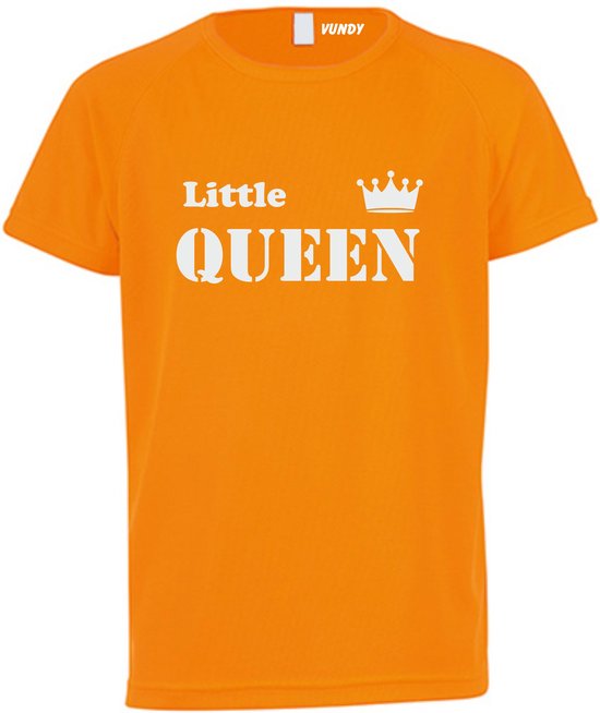 T-shirt kinderen Little Queen | koningsdag kinderen | oranje shirt | Oranje | maat 80