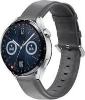 Strap-it Leren smartwatch bandje - geschikt voor Huawei Watch GT 2 / GT 3 / GT 3 Pro 46mm / GT 4 46mm / GT 2 Pro / GT Runner / Watch 3 - Pro / Watch 4 (Pro) / Watch Ultimate - donkergrijs