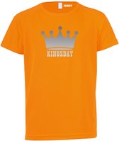 T-shirt kinderen Kroon zilver | koningsdag kinderen | oranje shirt | Oranje | maat 140