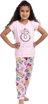 VANILLA -  Sweet meisjes pyjama  - Pyjamasets - Tweedelig - Egyptisch katoen - Roze - PJ525 - 6-7 jaar