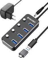 Nexibo 8720299014220 - Usb-hub - USB 3.0 A - Zwart/Donkergrijs