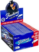 Smoking Blue KS Rolling Papers + Tips - Vloeipapier - Rolling papers - Lange Vloei – 24 stuks (per doos)