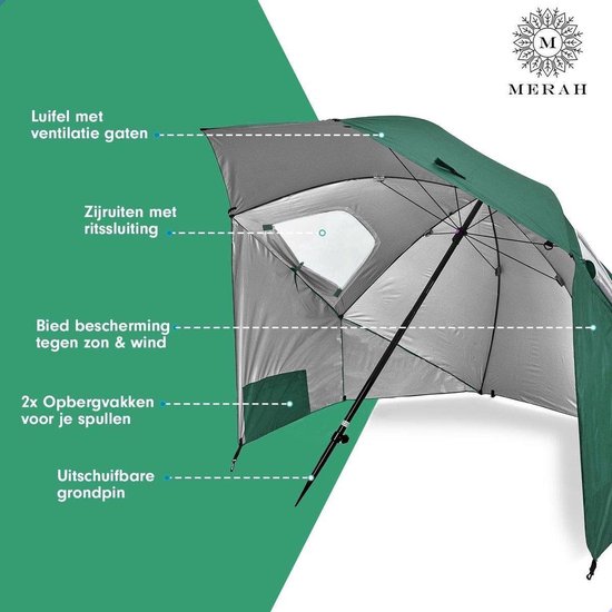 Merah Strandtent - Parasol- Windscherm - Strandparasol - Groen van Mer — afbeelding 3