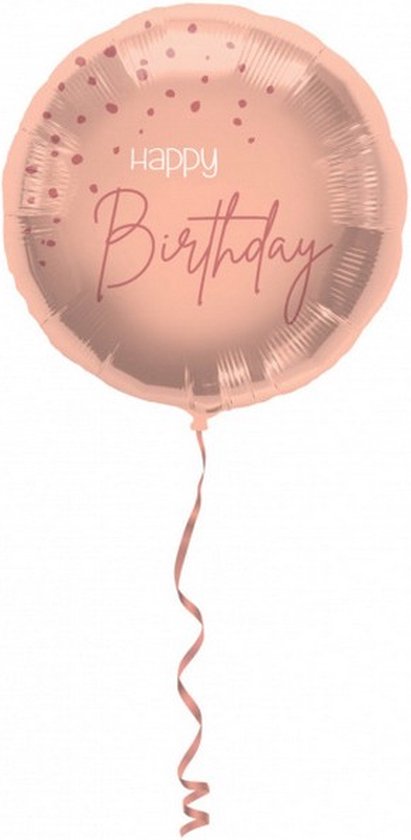 folieballon Elegant Lush Blush happy birthday 45 cm roze