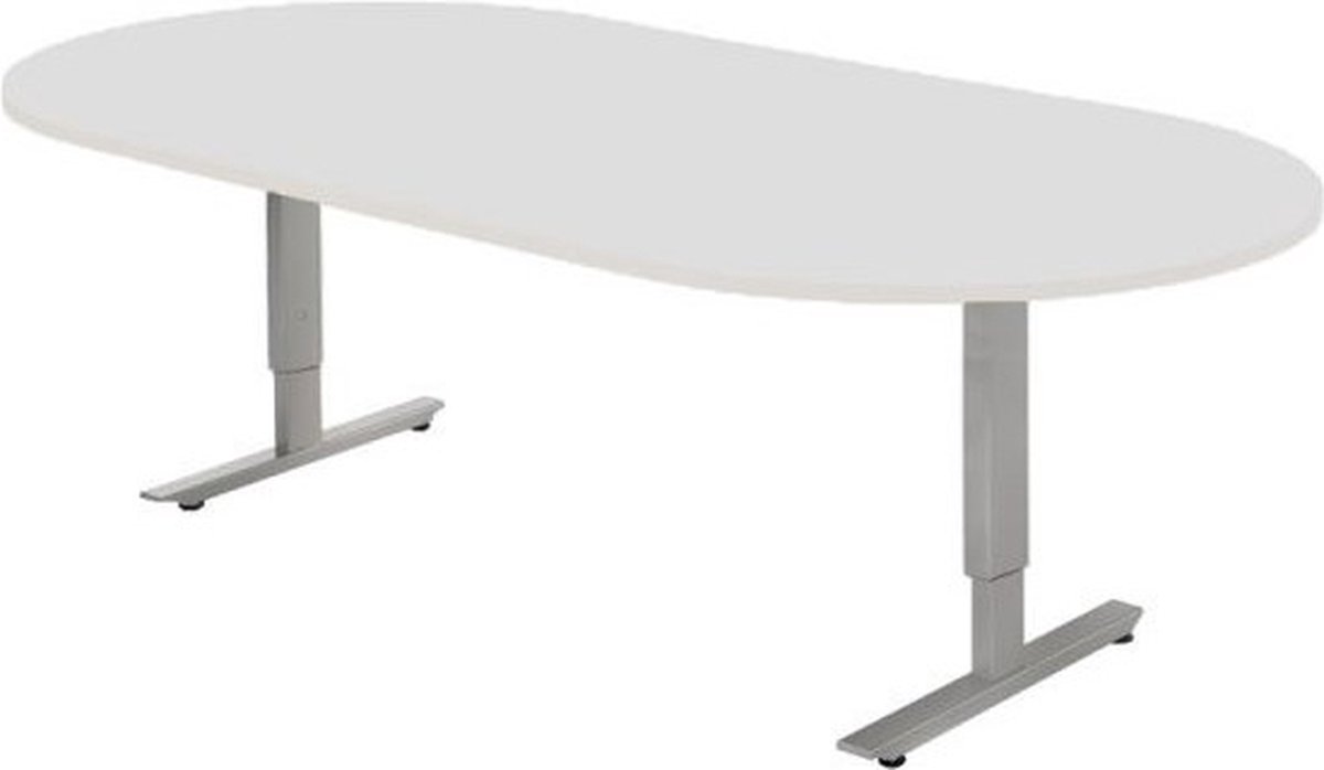 Offeco Bureau York - Bureau - Bureautafel - Vergadertafel - Gaming bureau - Game bureau - Computertafel - Desk - Bureau Aluminium - Verstelbaar bureau - Gaming Desk - Bureau tafel - Bureau verstelbaar  Wit -240x120cm-- blad- onderstel- x120