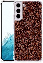 Stevige Bumper Hoesje Geschikt voor Samsung Galaxy S22 Plus Smartphone hoesje met doorzichtige rand Koffiebonen
