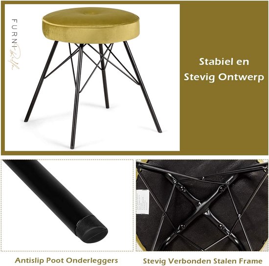 Tabourets De Bar Velours Bleu – Lot De 2, Dossier Boutonné, Jambes Bois, Hauteur 63.5 Cm, Sans Bras