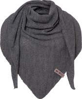 Knit Factory Gina Gebreide Omslagdoek - Driehoek Sjaal Dames - Dames sjaal - Sjaal voor de lente, zomer en herfst - Stola - Antraciet - 190x85 cm
