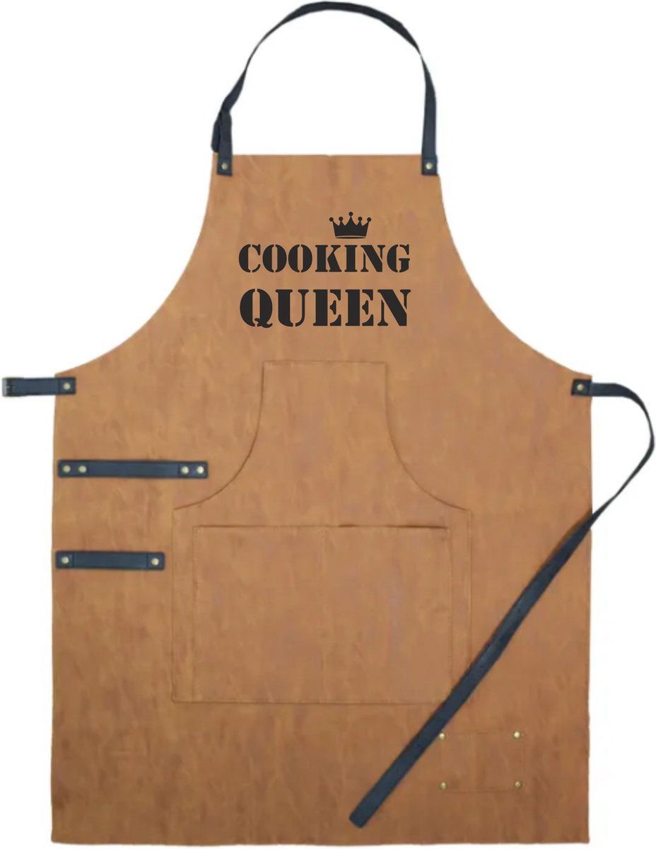 Schort Luxe Cooking Queen | Moederdag | Moederdag cadeautje | Leder look
