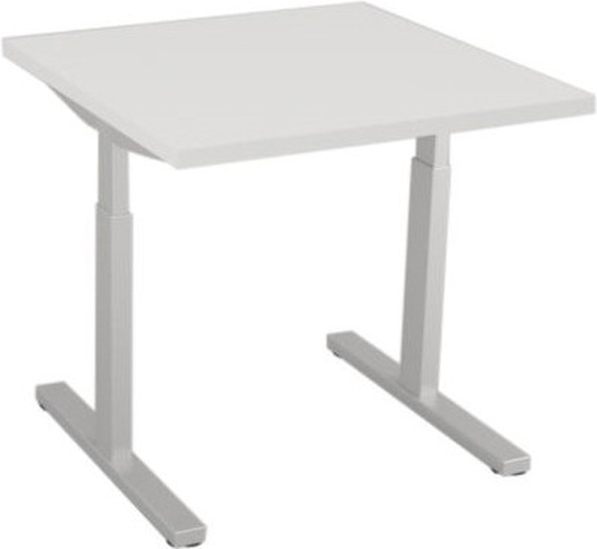 Offeco bureau Oxford - Bureau - Bureautafel - Gaming bureau - Game bureau - Computertafel - Desk - Bureau Aluminium - Verstelbaar bureau - Gaming Desk - Bureau tafel - Bureau verstelbaar  Lichtgrijs  80x80cm-- blad- onderstel- x80