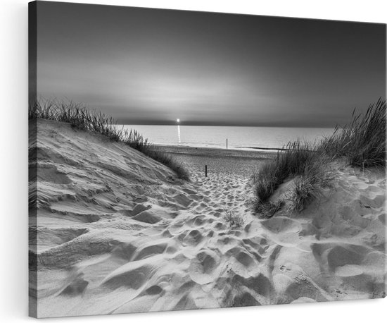 Artaza - Canvas Schilderij - Strand en Zee met Zonsondergang - Foto Op Canvas - Canvas Print