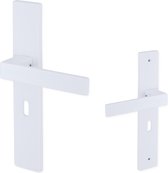 Eliot® deurklink met sleutelgat - mat wit - slotafstand 72mm - op schild