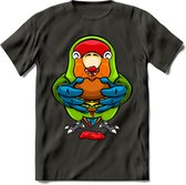 Lekkerbek papegaai T-Shirt Grappig | Dieren vogel agapornis Kleding Kado Heren / Dames | Fastfood Cadeau shirt - Donker Grijs - L