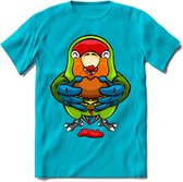 Lekkerbek papegaai T-Shirt Grappig | Dieren vogel agapornis Kleding Kado Heren / Dames | Fastfood Cadeau shirt - Blauw - 3XL