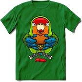 Lekkerbek papegaai T-Shirt Grappig | Dieren vogel agapornis Kleding Kado Heren / Dames | Fastfood Cadeau shirt - Donker Groen - XL