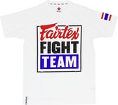 Fairtex Fight Team T-Shirt - Wit - opdruk zwart/rood - maat L
