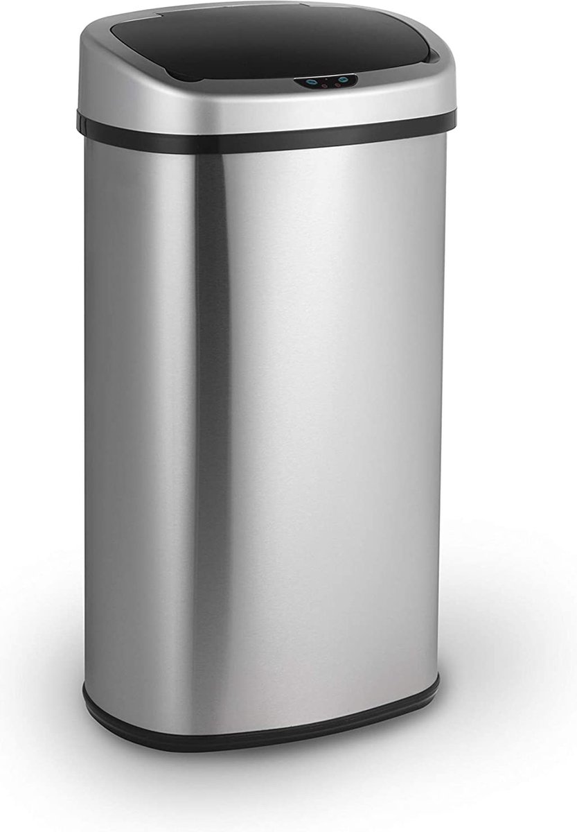 WELL HOME Vuilnisemmer 72 L (47 L 25 L) vuilnisemmer met 2 vakken, automatische opening met sensor, roestvrij staal, chroom