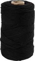 Macramé koord, zwart, L: 198 m, d: 2 mm, 330 gr/ 1 rol
