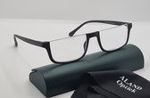 Min-bril VOOR VERAF op sterkte -3.5, afstandsbril, elegante unisex ronde bril met brillenkoker en doekje, leuke trendy zwarte-ZILVER montuur Aland optiek 021