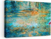 Artaza Canvas Schilderij Abstracte Kunst - Blauw Goud Acryl - 60x40 - Foto Op Canvas - Canvas Print