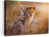 Artaza - Peinture Sur Toile - Deux Lionceaux Dans La Nature - 60x40 - Photo Sur Toile - Impression Sur Toile