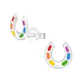 Oorbellen meisje Hoefijzer Zilver multicolor