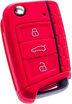 Volkswagen Sleutel Hoes Siliconen Cover - Rood [Golf 7 - Octavia A7]