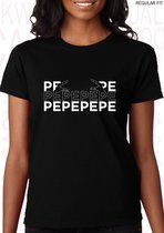 PEPEPEPE dames shirt – Maat S - Zwart - Korte mouwen - Ronde hals - Regular Fit - Grappige teksten - Quotes - Kwoots - Humor - Tekst shirt - Cadeau - TikTok - Laat ze maar praten