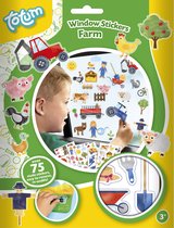 Raamstickers Boerderij 70 Stuks Totum - niet permanente stickers met boerderijdieren, voertuigen, gereedschap en bomen/fruit