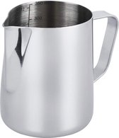 Anpro Melkkannetje-melk pitcher 350 ml Melkkan van roestvrij staal-melk opschuimen voor cappuccino en latte-zilver (9 × 7,5 cm)