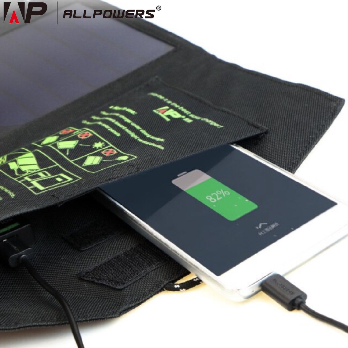 ALLPOWERS SOLAX SE100 Draagbaar zonnepaneel, 100 W, hoge efficiëntie, 23% tot 25%, monokristallijn, opvouwbaar, voor zonnegenerator, camping en camper, compatibel met 12 V/24 V, IP68 waterdicht