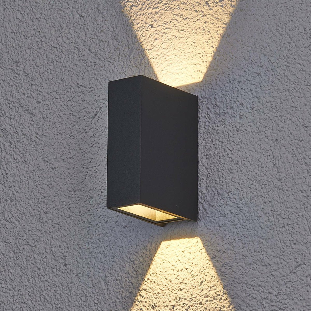 Lucande - LED wandlamp buiten - 2 lichts - aluminium, glas - H: 12.5 cm - grafietgrijs - Inclusief lichtbronnen