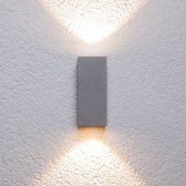 Lucande - LED wandlamp buiten - 2 lichts - aluminium - H: 14.5 cm - zilver - Inclusief lichtbronnen