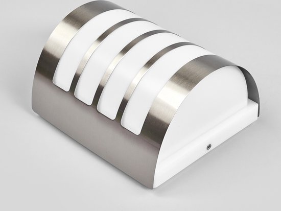 Lindby - Applique d'extérieur - 1lumière - acier inoxydable, polycarbonate - H: 20 cm - E27 - Acier inoxydable, blanc
