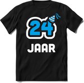 24 Jaar Feest kado T-Shirt Heren / Dames - Perfect Verjaardag Cadeau Shirt - Wit / Blauw - Maat 3XL