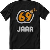 69 Jaar Feest kado T-Shirt Heren / Dames - Perfect Verjaardag Cadeau Shirt - Goud / Zilver - Maat L
