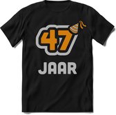 47 Jaar Feest kado T-Shirt Heren / Dames - Perfect Verjaardag Cadeau Shirt - Goud / Zilver - Maat L