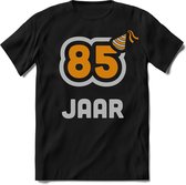 85 Jaar Feest kado T-Shirt Heren / Dames - Perfect Verjaardag Cadeau Shirt - Goud / Zilver - Maat M