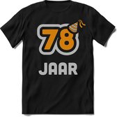 78 Jaar Feest kado T-Shirt Heren / Dames - Perfect Verjaardag Cadeau Shirt - Goud / Zilver - Maat XXL