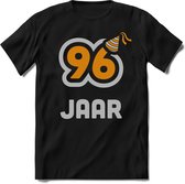 96 Jaar Feest kado T-Shirt Heren / Dames - Perfect Verjaardag Cadeau Shirt - Goud / Zilver - Maat S