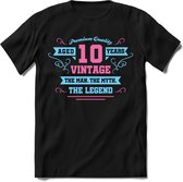 10 Jaar Legend - Feest kado T-Shirt Heren / Dames - Licht Blauw / Licht Roze - Perfect Verjaardag Cadeau Shirt - grappige Spreuken, Zinnen en Teksten. Maat M